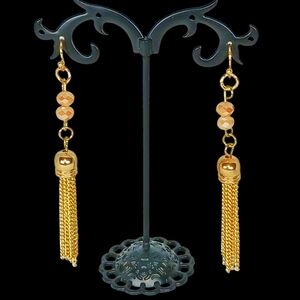 Gold Tassel Fringe Pierced Earrings Cowboycore Westerncore Countrycore Disco 70s